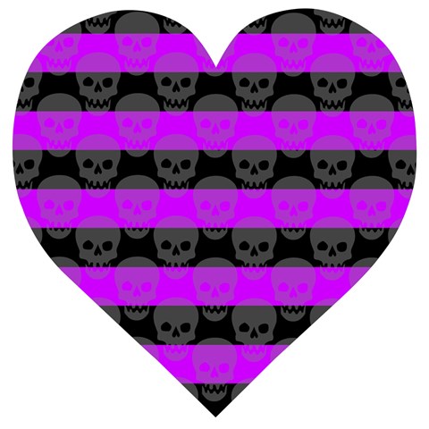 Purple Goth Skulls  Wooden Puzzle Heart from ArtsNow.com Front