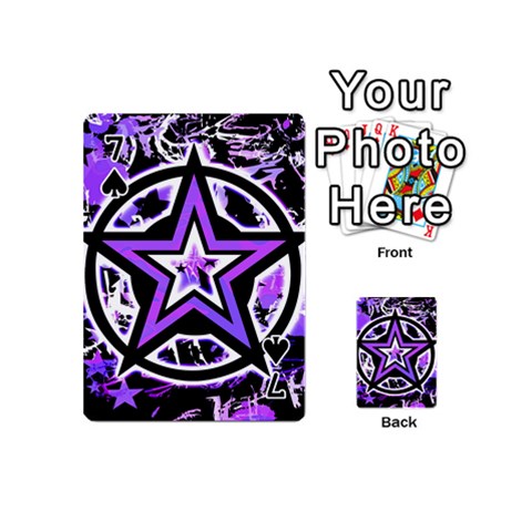 Purple Star Playing Cards 54 Designs (Mini) from ArtsNow.com Front - Spade7