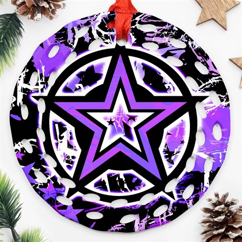 Purple Star Round Filigree Ornament (Two Sides) from ArtsNow.com Back