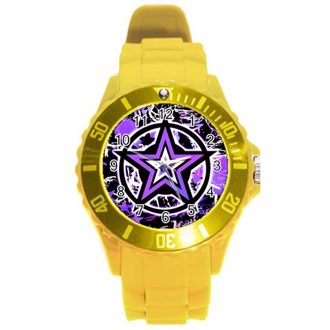 Purple Star Round Plastic Sport Watch (L) from ArtsNow.com Front