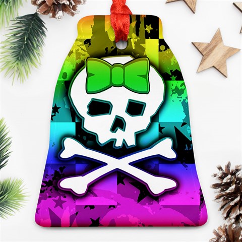 Rainbow Skull Bell Ornament (Two Sides) from ArtsNow.com Back