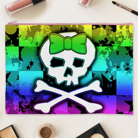 Rainbow Skull Cosmetic Bag (XXXL) from ArtsNow.com Front