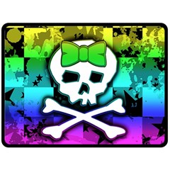 Rainbow Skull Double Sided Fleece Blanket (Large) from ArtsNow.com 80 x60  Blanket Back