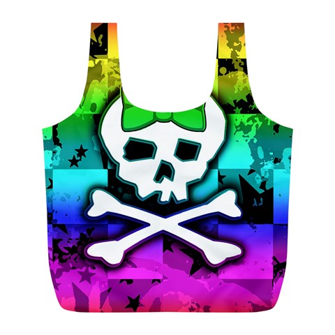 Rainbow Skull Full Print Recycle Bag (L) from ArtsNow.com Front