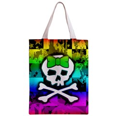 Rainbow Skull Zipper Classic Tote Bag from ArtsNow.com Front