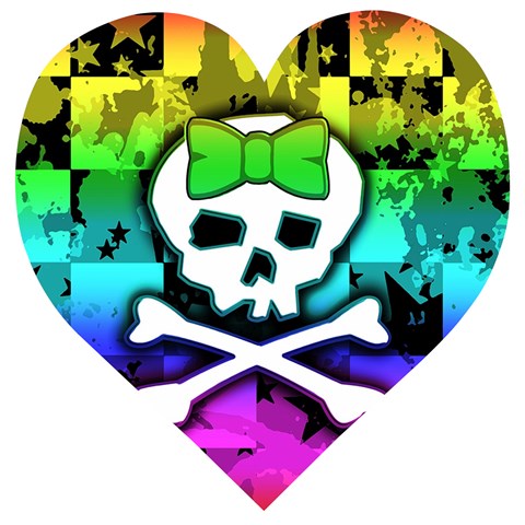 Rainbow Skull Wooden Puzzle Heart from ArtsNow.com Front