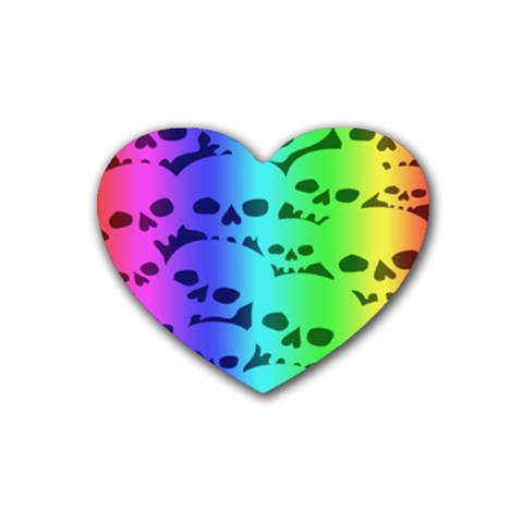 Rainbow Skull Collection Rubber Heart Coaster (4 pack) from ArtsNow.com Front