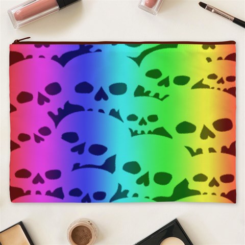 Rainbow Skull Collection Cosmetic Bag (XXXL) from ArtsNow.com Front