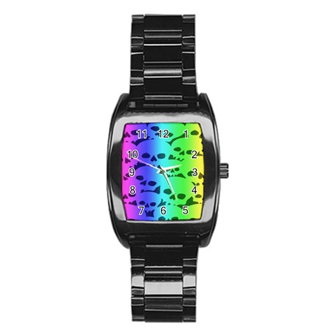 Rainbow Skull Collection Stainless Steel Barrel Watch from ArtsNow.com Front