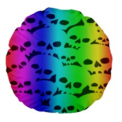 Rainbow Skull Collection Large 18  Premium Flano Round Cushion  from ArtsNow.com Front