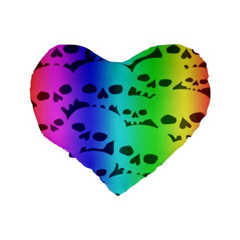 Rainbow Skull Collection Standard 16  Premium Flano Heart Shape Cushion  from ArtsNow.com Back