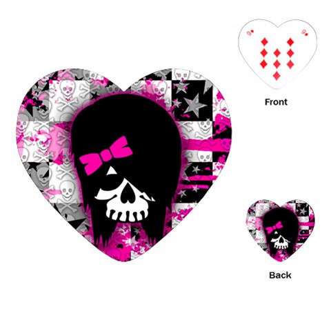 Scene Kid Girl Skull Playing Cards Single Design (Heart) from ArtsNow.com Front