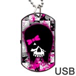 Scene Kid Girl Skull Dog Tag USB Flash (One Side)