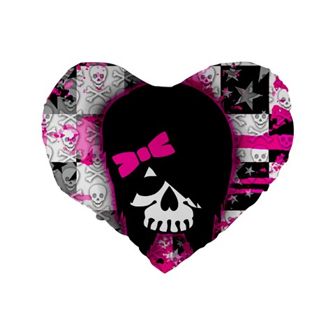 Scene Kid Girl Skull Standard 16  Premium Heart Shape Cushion  from ArtsNow.com Back