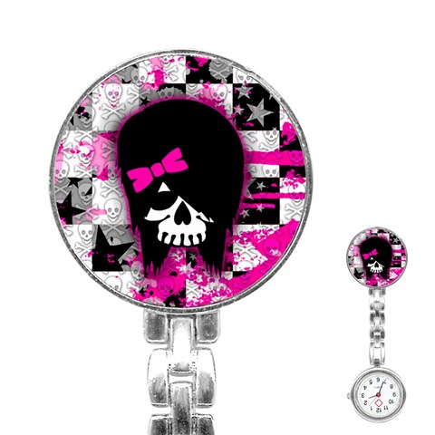 Scene Kid Girl Skull Stainless Steel Nurses Watch from ArtsNow.com Front