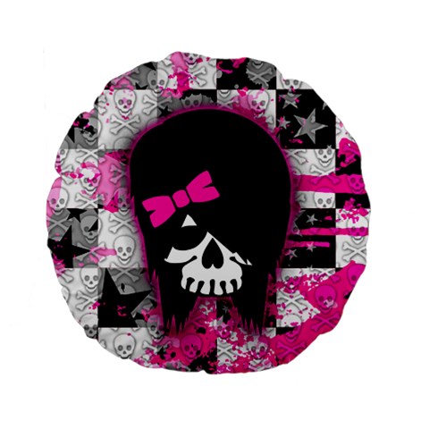 Scene Kid Girl Skull Standard 15  Premium Flano Round Cushion  from ArtsNow.com Back