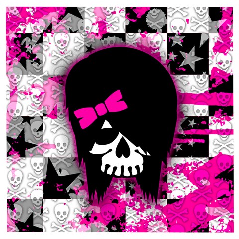 Scene Kid Girl Skull Wooden Puzzle Square from ArtsNow.com Front