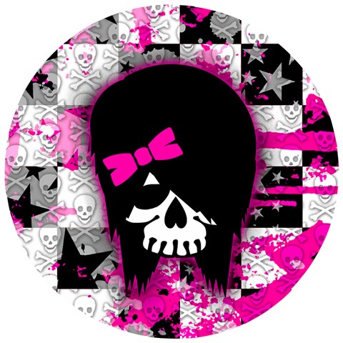 Scene Kid Girl Skull Wooden Puzzle Round from ArtsNow.com Front