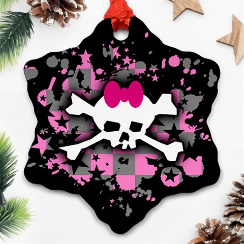 Scene Skull Splatter Snowflake Ornament (Two Sides) from ArtsNow.com Back