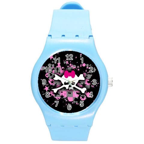 Scene Skull Splatter Round Plastic Sport Watch (M) from ArtsNow.com Front