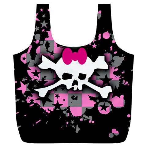 Scene Skull Splatter Full Print Recycle Bag (XL) from ArtsNow.com Back