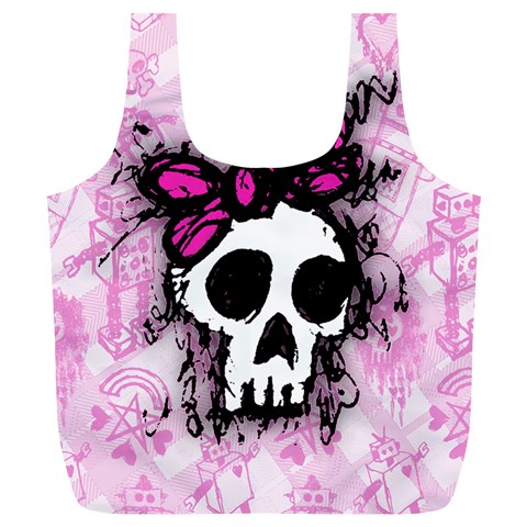 Sketched Skull Princess Full Print Recycle Bag (XL) from ArtsNow.com Front