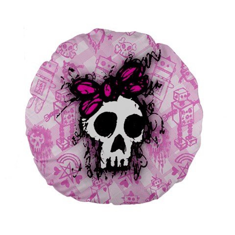 Sketched Skull Princess Standard 15  Premium Flano Round Cushion  from ArtsNow.com Back