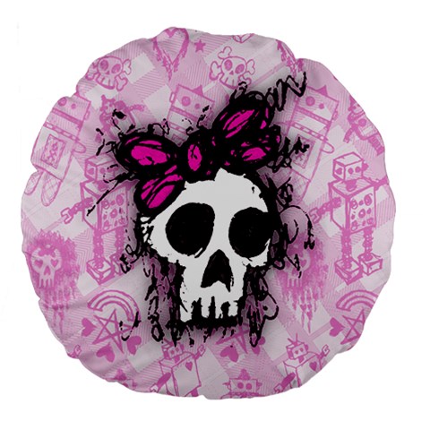 Sketched Skull Princess Large 18  Premium Flano Round Cushion  from ArtsNow.com Back