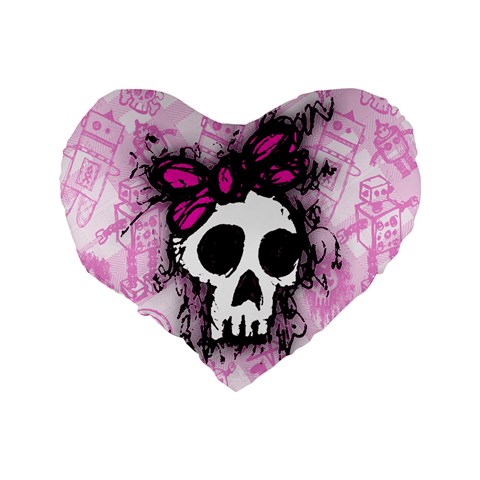 Sketched Skull Princess Standard 16  Premium Flano Heart Shape Cushion  from ArtsNow.com Back