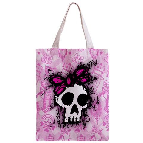 Sketched Skull Princess Zipper Classic Tote Bag from ArtsNow.com Front