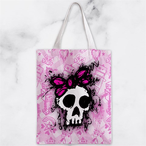 Sketched Skull Princess Zipper Classic Tote Bag from ArtsNow.com Back