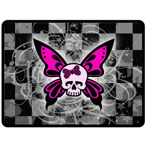 Skull Butterfly Fleece Blanket (Large) from ArtsNow.com 80 x60  Blanket Front