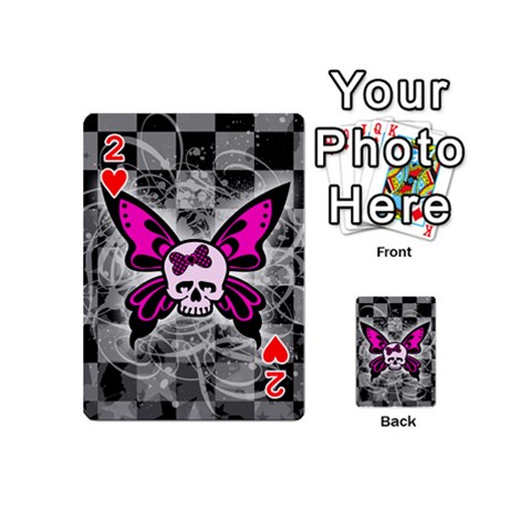 Skull Butterfly Playing Cards 54 Designs (Mini) from ArtsNow.com Front - Heart2