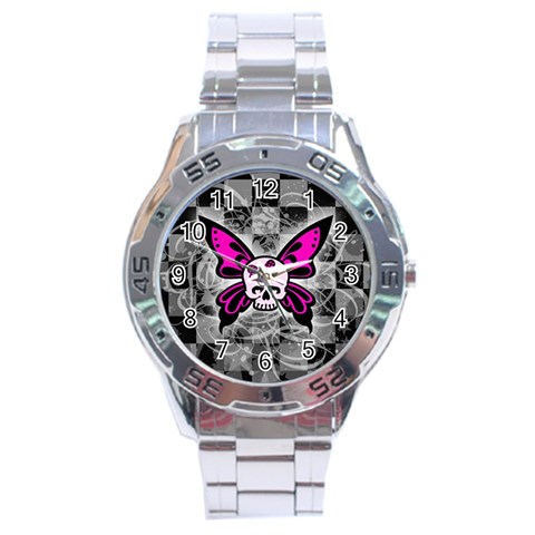 Skull Butterfly Stainless Steel Analogue Watch from ArtsNow.com Front