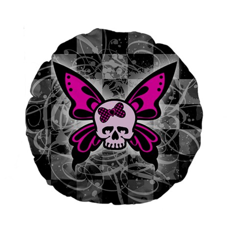 Skull Butterfly Standard 15  Premium Round Cushion  from ArtsNow.com Back