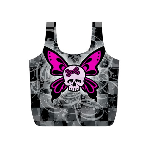 Skull Butterfly Full Print Recycle Bag (S) from ArtsNow.com Front