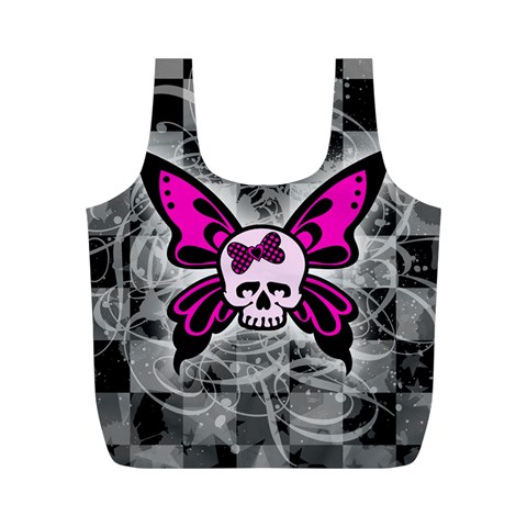 Skull Butterfly Full Print Recycle Bag (M) from ArtsNow.com Front