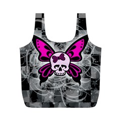 Skull Butterfly Full Print Recycle Bag (M) from ArtsNow.com Front