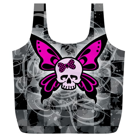 Skull Butterfly Full Print Recycle Bag (XL) from ArtsNow.com Front