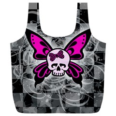 Skull Butterfly Full Print Recycle Bag (XL) from ArtsNow.com Front