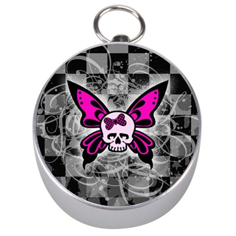 Skull Butterfly Silver Compass from ArtsNow.com Front