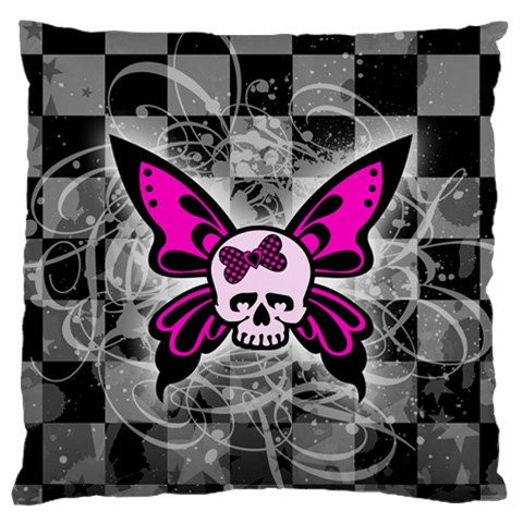 Skull Butterfly Large Flano Cushion Case (One Side) from ArtsNow.com Front