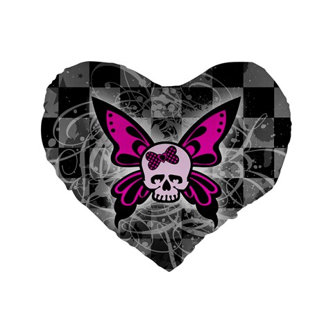 Skull Butterfly Standard 16  Premium Flano Heart Shape Cushion  from ArtsNow.com Front