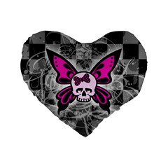 Skull Butterfly Standard 16  Premium Flano Heart Shape Cushion  from ArtsNow.com Front