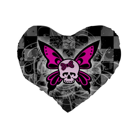 Skull Butterfly Standard 16  Premium Flano Heart Shape Cushion  from ArtsNow.com Back