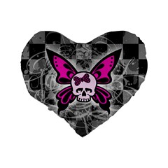 Skull Butterfly Standard 16  Premium Flano Heart Shape Cushion  from ArtsNow.com Back