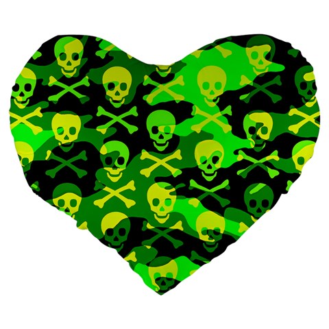 Skull Camouflage Large 19  Premium Heart Shape Cushion from ArtsNow.com Back