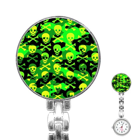 Skull Camouflage Stainless Steel Nurses Watch from ArtsNow.com Front