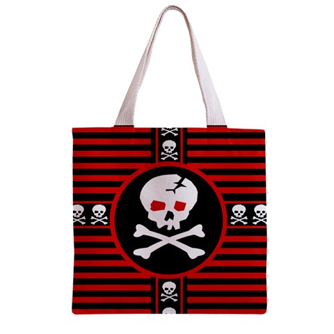 Skull Cross Zipper Grocery Tote Bag from ArtsNow.com Back