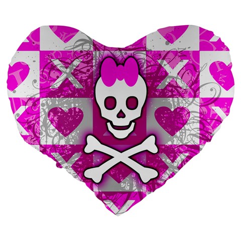 Skull Princess Large 19  Premium Flano Heart Shape Cushion from ArtsNow.com Back